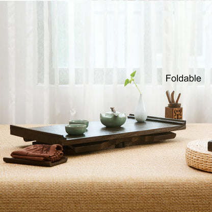 Timwooly Japanese Wood Floor Table with Foldable Legs - Coffee Tables for Living Room, Bed Desk Tray,Meditation Altar, Laptop Desk