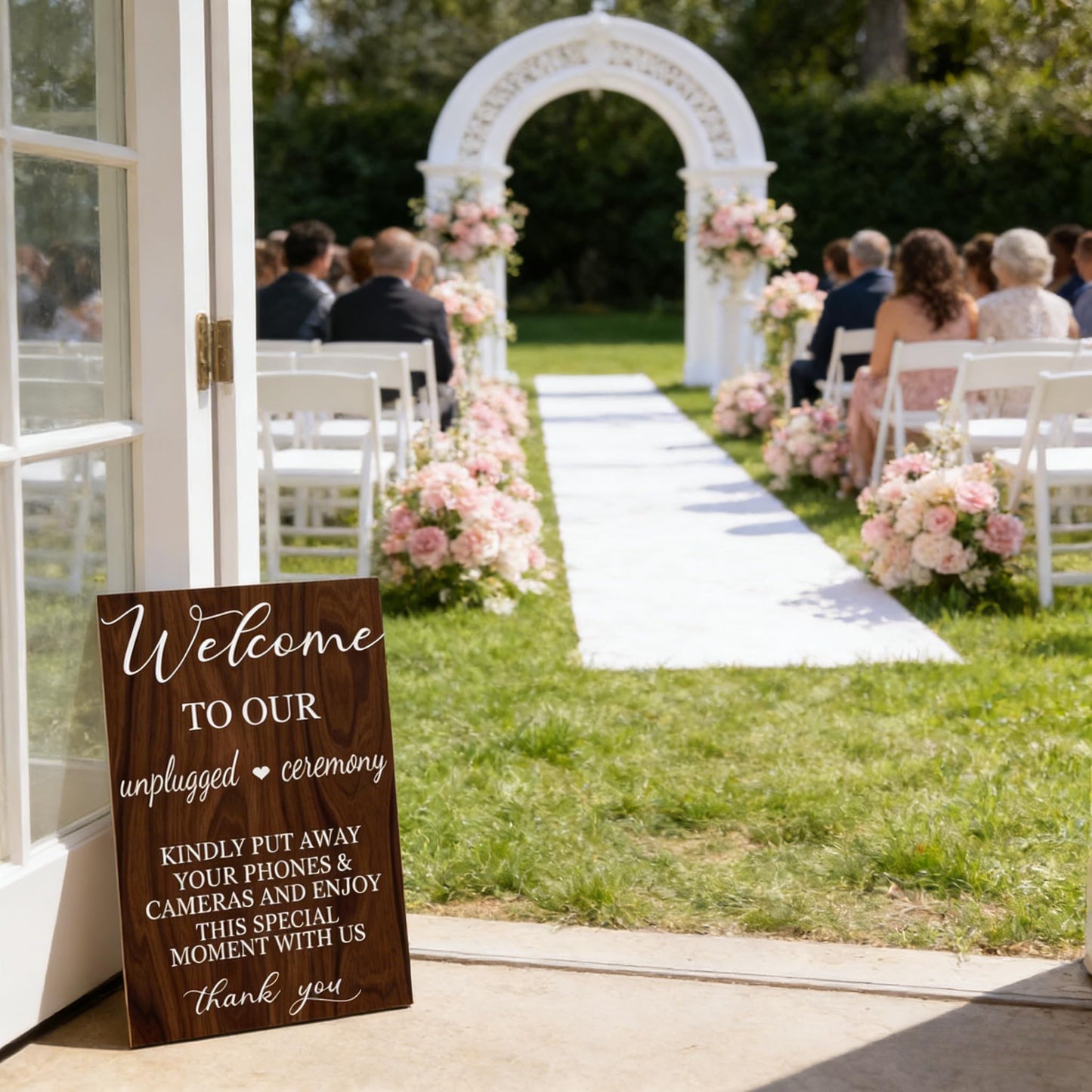 welcome to our unplugged ceremony Wood sign wedding welcome signs, No Phones wedding sign wood, rustic wedding Decorations 24x16 Inch