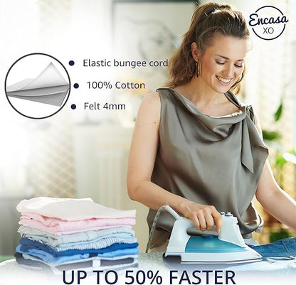 Encasa XO Ironing Board Cover and Pad 54"x18" - 4mm Felt X-Large Iron Board