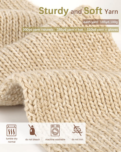Katech Beginner Knitting Kit - Learn to Knit Kit for Adults & Kids - Complete Hat, Scarf, Gloves Starter Kit with Step-by-Step Instructions