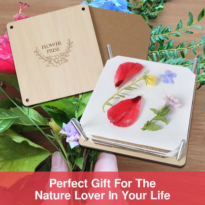 GOTHINK Flower Press Kit - 6 Layers 6 x 6 Inches, Easy to Use, DIY Dried and Preserved Flowers and Leaves, Plants Art & Crafts Wooden Flower Pressing Kit for Adults and Kids