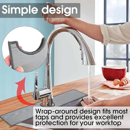 Bimkole 2 PCS Faucet Absorbent Mat, Kitchen Faucet Sink Splash Guard Wraparound