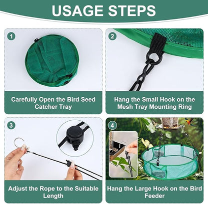 2Pcs Bird Seed Catcher for Outdoor Feeders, Bird Feeder Trays to Catch Seed, Upgraded Version Can Prevent Strong Winds. (16 inches)