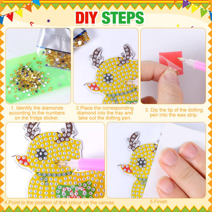 Liliaafar 30 Pcs Diamond Painting Magnets Set Diamond Art Magnets for Fridge Refrigerator Magnetic Stickers for DIY Crafts 5D Gem Rhinestones Art Painting Kits for Adults Beginners (Cute Duck)