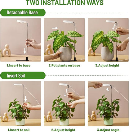 LBW Grow Light for Indoor Plants, Full Spectrum Plant Light with Base, Height Adjustable Plant Growing Lamp with Auto On/Off Timer 6/8/12/16H, 3 Colors,5 Dimmable Brightness, for Small Plants, White