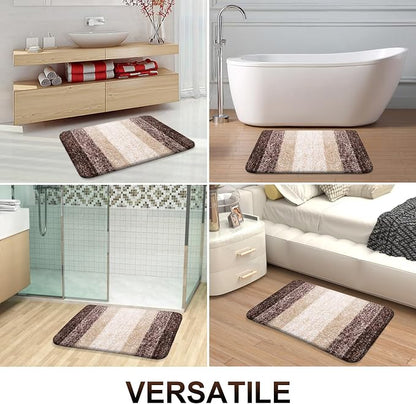 OLANLY Bathroom Rug Mat 30x20, Extra Soft and Absorbent Microfiber Bath Rugs, Non-Slip Plush Shaggy Bath Carpet, Machine Wash Dry, Bath Mats for Bathroom Floor, Tub and Shower, Brown