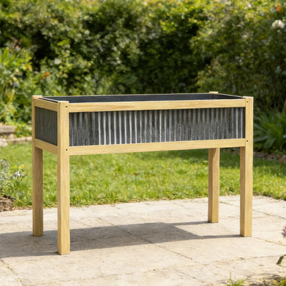 GROWRKS Raised Garden Bed Outdoor - 48”L*20”W*34”H Elevated Wooden Planter Box Stand, Backyard, Patio, Balcony w/Bed Liner, 300lb Capacity