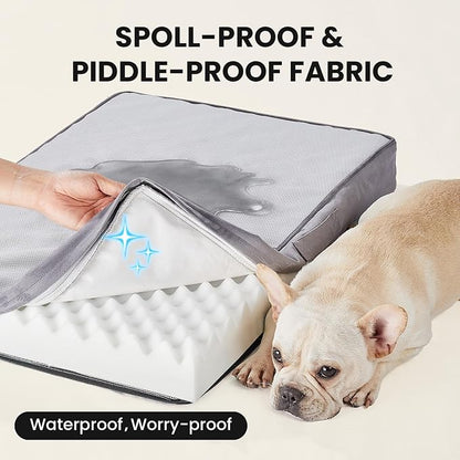 OhGeni Orthopedic Cooling Dog Bed for Medium Dogs, Cooling Mat with Machine-Washable Removable Cover in Easy-Clean Fabric, High Density Foam & Easy-Carry Handle, Summer Pad, 30 inch (Gray)