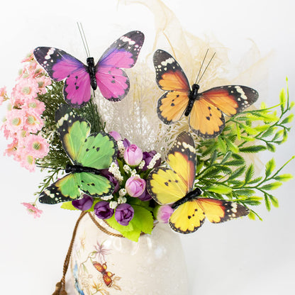 Berfutall- Feather Butterfly Decorations Set of 12 with Wire Butterflies for Crafts Decorative Monarch Butterfly 4.7×2.7in Home Garden Decoration