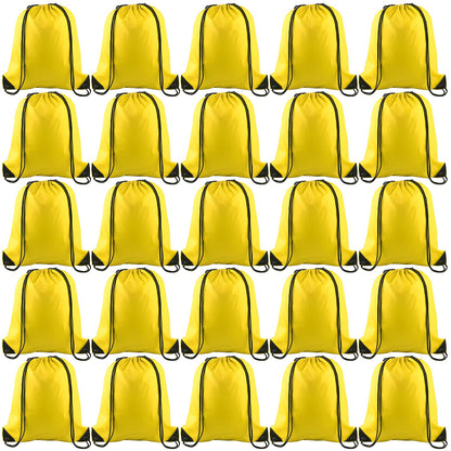 KUUQA 50Pcs Yellow Drawstring Backpacks - Bulk Gym Sports Travel Bags