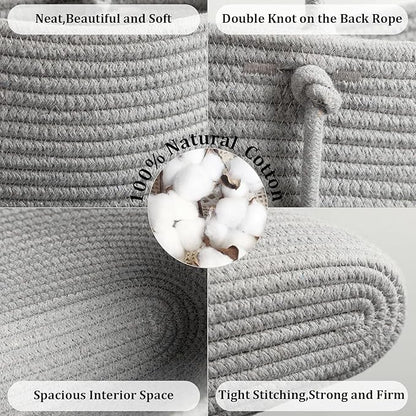 Hanging Baskets for Organizing, 3-Tier Woven Cotton Wall-Mounted Storage