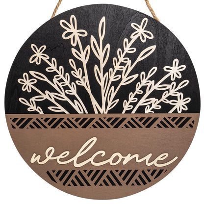 pechpell 3D Welcome Sign for Front Door, Rustic Wood Wall Hanging Decor