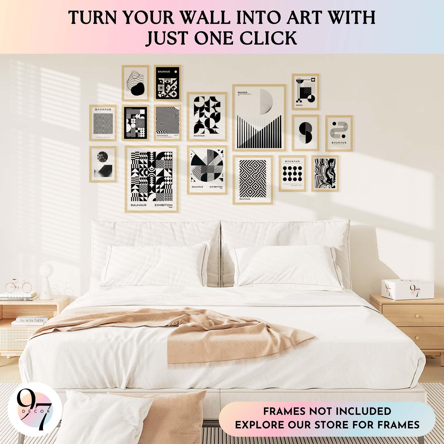97 Decor Large 11x14 Bauhaus Wall Art Prints - Large Abstract Wall Art Decor, Mid Century Modern Art Wall Decoration, Bauhaus Poster Modern Painting Geometric Pictures For Bedroom Living Room (unframed)