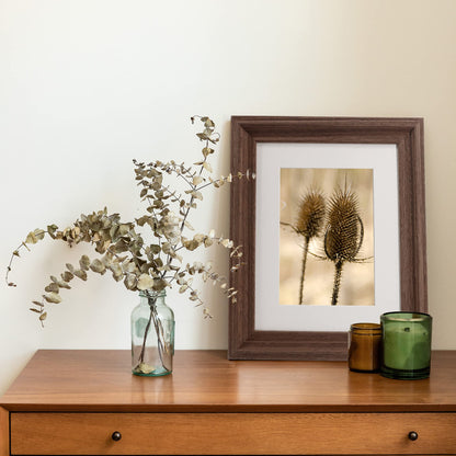 GraduationMall 8x10 Wooden Picture Frames,Display Photos 5x7 with Mat or 8x10 Without Mat,Real Glass,Wall or Tabletop Display,Rustic Brown Set of 2