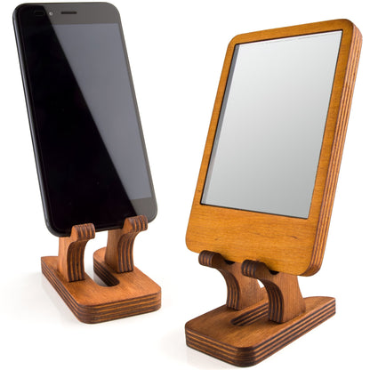 Rostmary Wooden Cell Phone Holder Tablet Stand for Desktop – Ideal for iPhone, iPad, Samsung, Tablet PCs, eReaders, Artwork, Make-up Mirror, Photo Frame Stand – Lightweight Docking Station