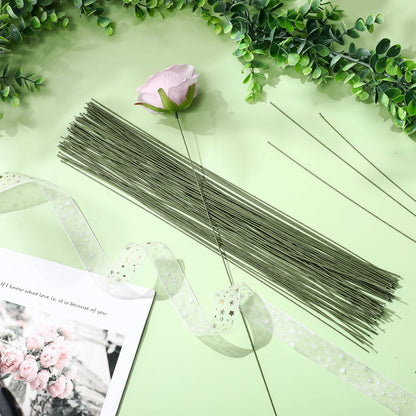Ferraycle 600 Pieces 18 Gauge Green Floral Wire Stems for DIY Crafts, 16 Inch Floral Paper Wrapped Wire for Christmas Garland and Flower Arrangements(Dark Green)