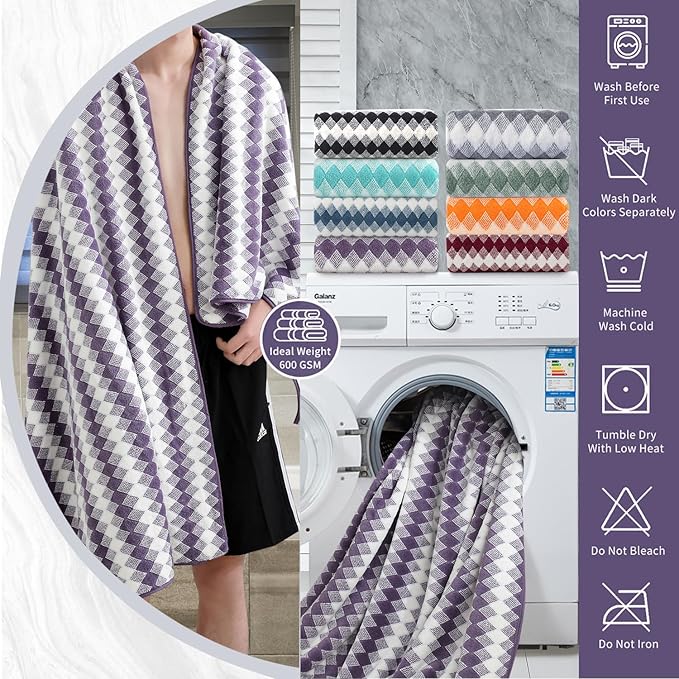 4 Piece Extra Large Bath Towel Set Oversized Bath Sheet 35"x70" Bathroom Towel