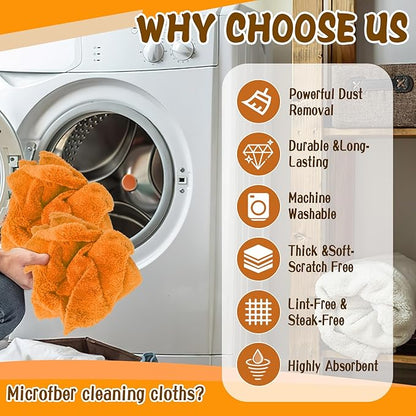 4 Pcs Extra Large Microfiber Cleaning Cloth, Lint and Streak Free