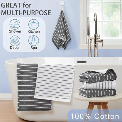 VOOVA & MOVAS 4-Piece Striped Cotton Hand Towels