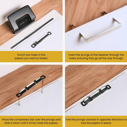 1 Inch Capacity Premium Prong Paper Fastener Complete Set, 2.75 Inch Base with Standard 2-Hole Punch for Home, Work, and School, by Olympx (50 per Box)