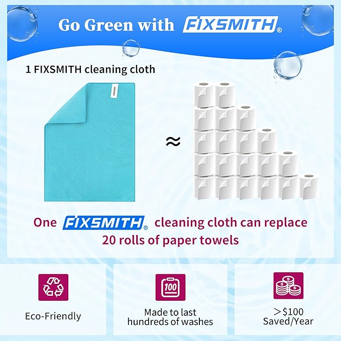 FIXSMITH Shop Towels-200 Pack, 12 x 16 in Microfiber Cleaning Cloth, Highly