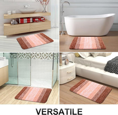 OLANLY Luxury Toilet Rugs U-Shaped 24x20, Extra Soft and Absorbent Microfiber Bathroom Rugs, Non-Slip Plush Shaggy Bath Mat, Machine Wash Dry, Contour Bathroom Mats for Toilet Base, Orange
