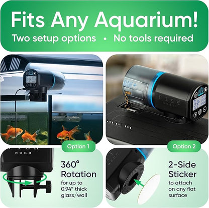 FISHNOSH Automatic Fish Feeder for Aquarium with Digital Thermometer - 2026 Auto Fish Food Dispenser Programmable, Vacation Feeder for Fish, Adjustable Portions, Auto Fish Feeder for Small & Big Tanks