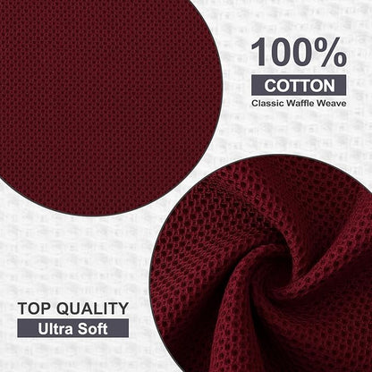 Kitinjoy 100% Cotton Kitchen Dish Cloths, 6 Pack Waffle Weave Ultra Soft
