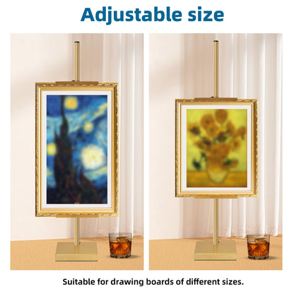 GRETJOB Adjustable Tabletop Easel Stand, 29" Picture Easels for Display Metal Picture Frame Holder Stand Table for Art, Photo (Gold)