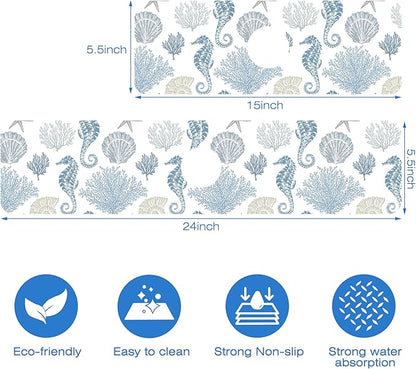 Marine Seashell Seahorse Coral Kitchen Sink Splash Guard Mat Absorbent Fast