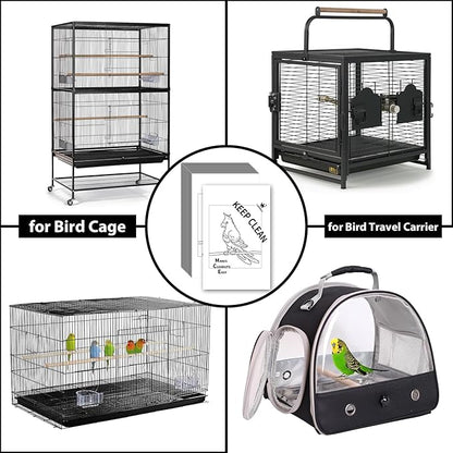 Bird Cage Liners, Bird Cage Paper Liners, 30pcs Disposable Bird Cage Liners, Pre-Cut Bird Cage Liners for Parrot, Parakeet, Conure, Cockatiel, Kraft Paper Cage Liners, 17 X 11 inch, White