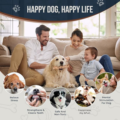 Coffee Wood Dog Chew and Natural Cotton Rope Toy for Regular Chewers - 100% Organic Wood Stick for Dog - Teeth Cleaning - Size L