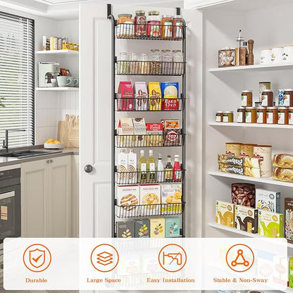 MIAOLI Over the Door Pantry Organizers and Storage, 8-Tier Spice Rack, Home &
