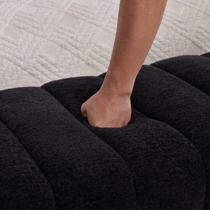KEIKI 69.7" Modern Upholstered Armless Bed Bench, Channel Tufted Couch Daybed Chaise, Chenille Ottoman Foot Stool, Window Seat for Living Room and Bedroom, Entryway, Black