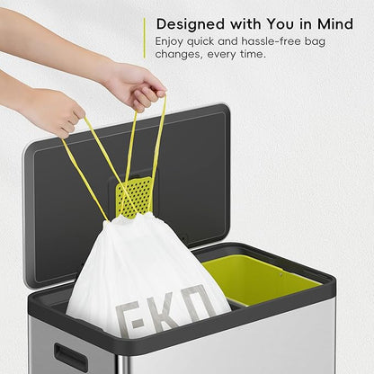 EKO Easy-Dispense Roll 80 Count Extra-Strong Drawstring Tall Kitchen Trash Bag