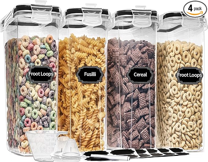 PRAKI Cereal Containers Storage Set, Measuring Cup & Marker