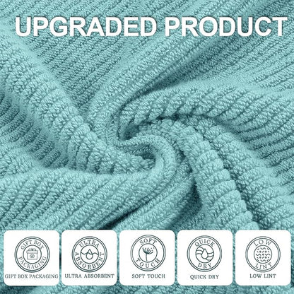 VOOVA & MOVAS Bathroom Towels Set, 100% Cotton | Quick Dry | Soft | Thick