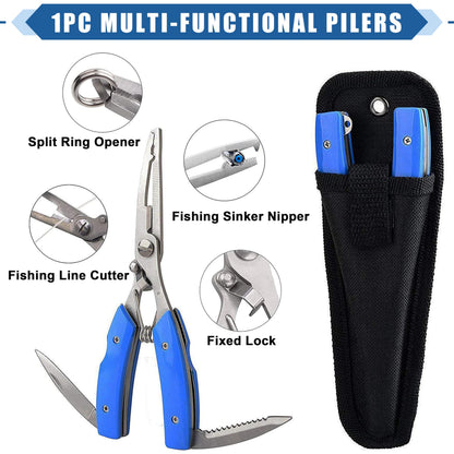 Fishing Spinner Lure Making Kit, 141pcs DIY Spoon Rigs Spinnerbaits Acceessoires with Plier Spinner Blade Clevis Treble Hooks Beads Spinner Making Supplies Tackle