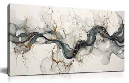CPKATMT Abstract Wall Art for Living Room Black White and Gold Wall Decor for Office Modern Prints Wall Art for Bedroom Size 20 x 40 Inch