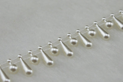 10 Yards 3/5" Width Ivory Teardrop Pearl Rhinestone Chain Sew On Trims Wedding Dress Decoration LZ97