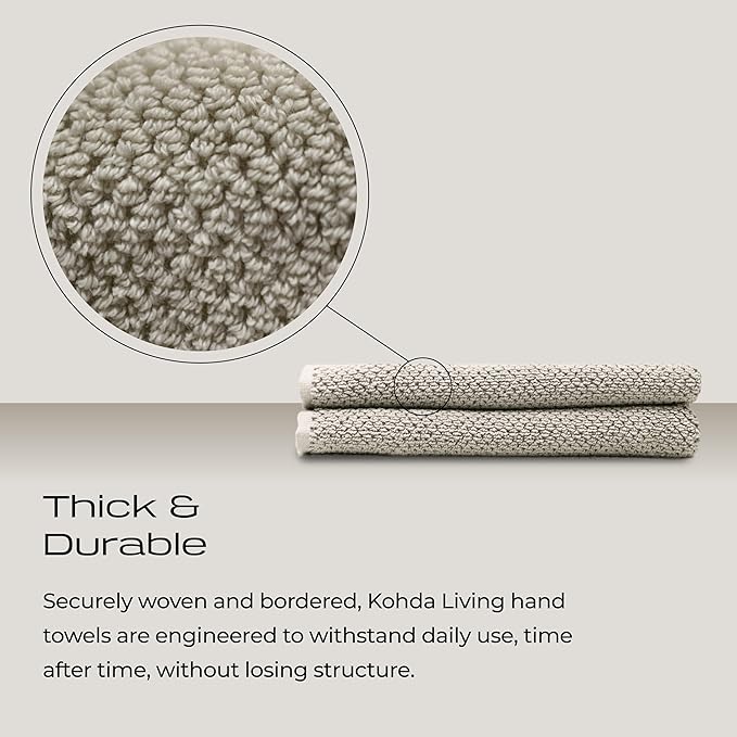 Luxury Silver-Infused Beige Guest Hand Towels 2-Pack Set, 23.6"x17.7"
