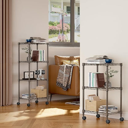 M MZG 1000 lbs 4-Shelf Adjustable Heavy Duty Steel Wire Rack, Adjustable Storage Shelving Unit with Wheel for Kitchen, Garage, Laundry Brown 11.8" D x 17.7" W x 40.8" H