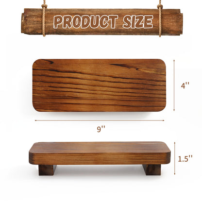 Liswit Farmhouse Wood Tray Rustic Wooden Pedestal Decorative Wood Riser for Farmhouse Kitchen Counter Bathroom Room Decor (Dark Brown)