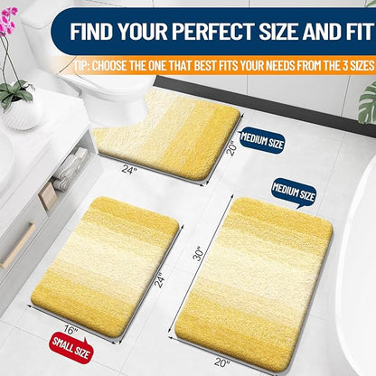 OLANLY Small Bathroom Rugs Mat 24x16, Extra Soft Absorbent Microfiber Bath Rugs, Rubber Backing, Quick Dry, Machine Washable Bath Mat for Bathroom Floor, Tub and Shower, Home Decor Accessories, Yellow
