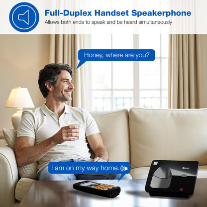 AT&T EL1121-21 2-Handset DECT 6.0 Cordless Landline Phone with Caller ID, Full-Duplex Speakerphone, Backlit Display & Keypad - Quiet & ECO Mode