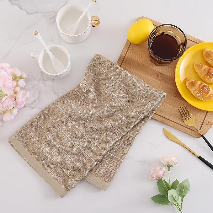 Mordimy 100% Cotton Terrycloth Kitchen Towels and Dishcloths Sets, Soft and