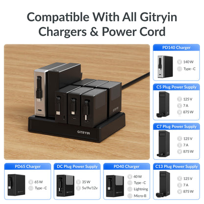 Gitryin Laptop Charging Station, 3 * 140W, 65W, 40W Retractable USB C Chargers, 10 Type C Ports with Cooling Power Strip, 525W Charging Hub