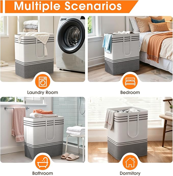 3 Pack Large Laundry Baskets, Laundry Hampers, Freestanding Waterproof