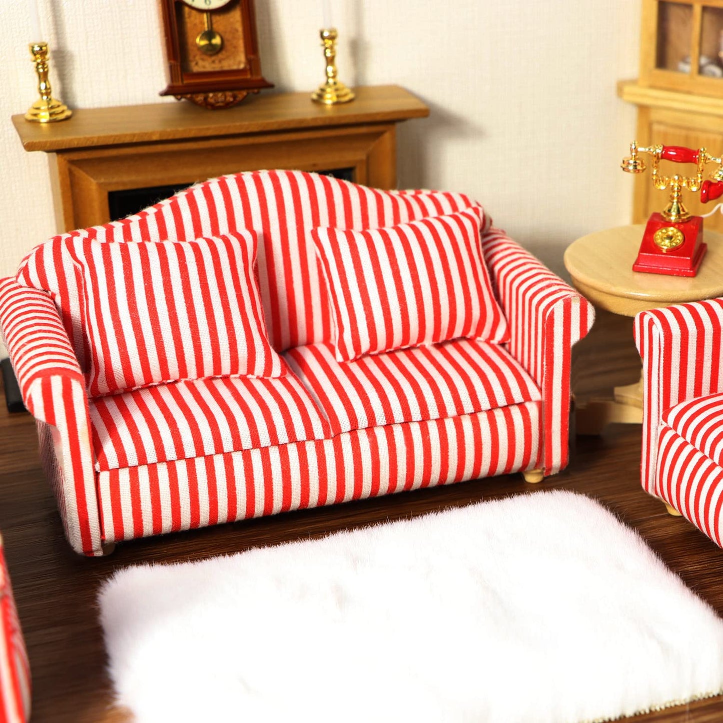 Cutemini Miniature Furniture Fidge and Double Sofa Couch 1:12 Dollhouse Furniture