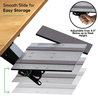 KT1 Ergonomic Keyboard Tray Under Desk - Under Desk Keyboard Tray Slide Out with Adjustable Height and Tilt - Easy to Slide and Swivel 360 Degree - Keyboard Drawer with Adjustable Mouse Pad
